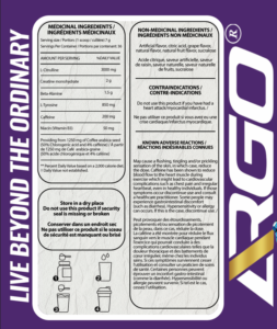 ARGO Fitness pre workout nutrition facts image